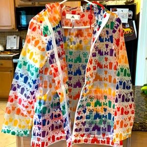 Disney rainbow parks snacks rain jacket NWT